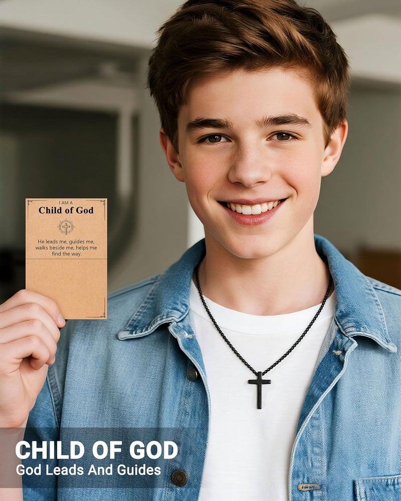 UNGENT THEM Be Strong in Faith – Bible Verse Stainless Steel Cross Necklace for Men Teen Boys Christian Christmas Gifts - Image 4